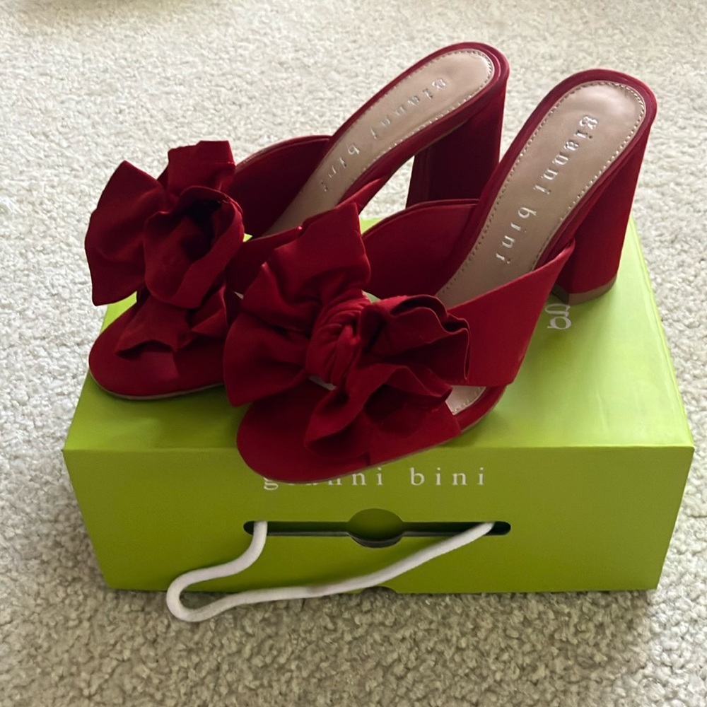 Gianni Bini | Keily | Santorini Red | Red Heels with Bow Detail